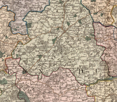 Ancienne carte d'Essex, 1831 par Greenwood & Co. - Southend, Colchester, Chelmsford, Romford, Dagenham, Brentwood, Basildon