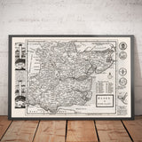 Alte Karte von Essex 1724, von Herman Moll - Southend, Colchester, Chelmsford, Basildon, Romford 