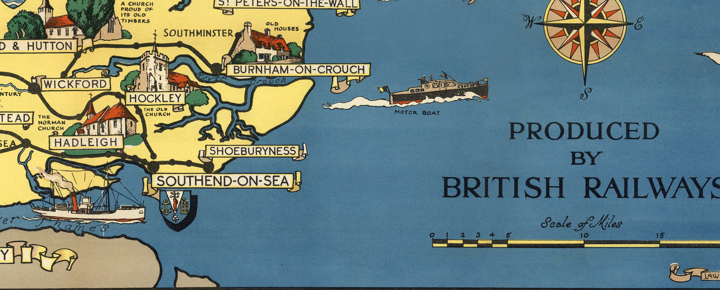 Ancienne carte d'Essex, Suffolk, Hertfordshire, 1948 - Tableau de chemin de fer britannique - Colchester, Southend, St Albans
