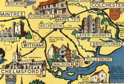 Ancienne carte d'Essex, Suffolk, Hertfordshire, 1948 - Tableau de chemin de fer britannique - Colchester, Southend, St Albans