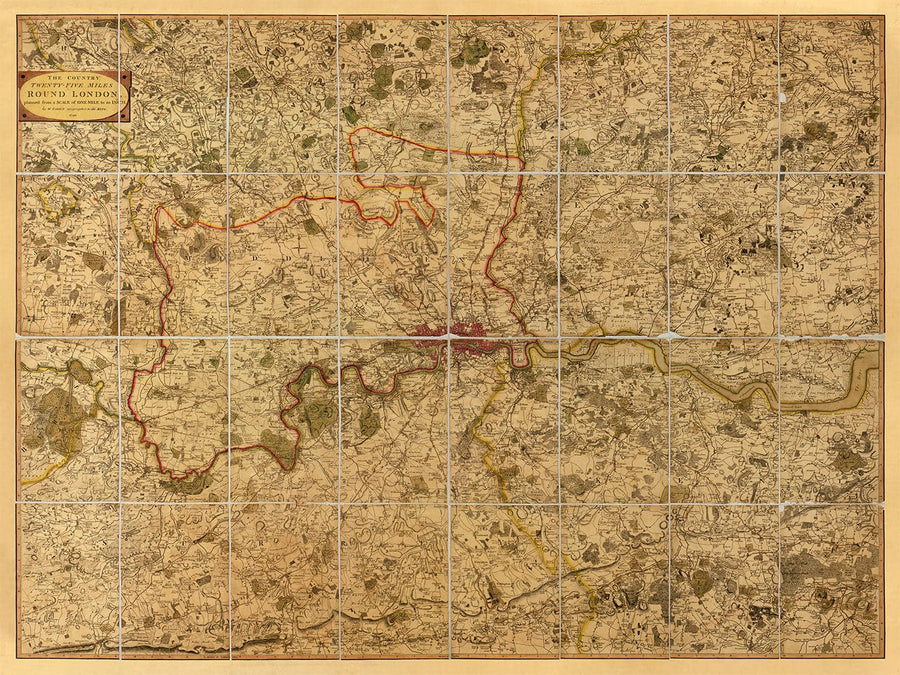 Grande Mappa Antica di Londra - 1746, 1788, 1830 o 1862. Grande mappa personalizzata fino a 4 metri (13 piedi) 