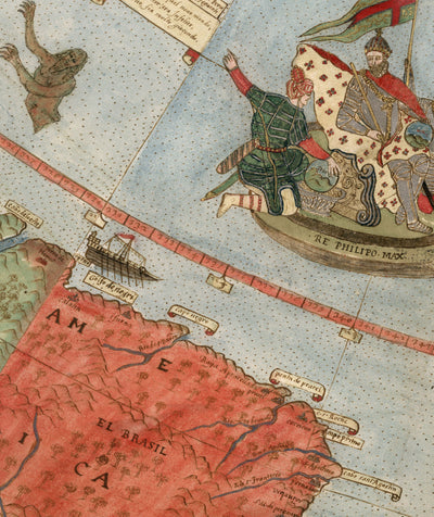 Ancient Flat Earth Map, 1587 by Monte Urbano - Large World Map Wall Chart