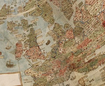 Ancient Flat Earth Map, 1587 by Monte Urbano - Large World Map Wall Chart