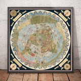 Ancient Flat Earth Map, 1587 by Monte Urbano - Large World Map Wall Chart