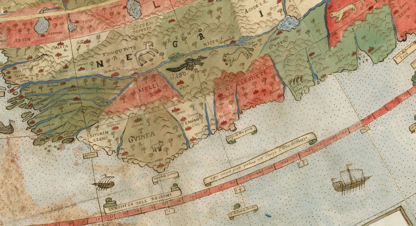 Ancient Flat Earth Map, 1587 by Monte Urbano - Large World Map Wall Chart