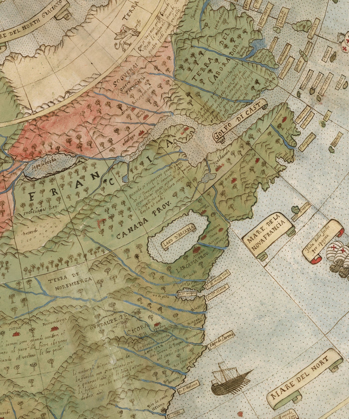 Ancient Flat Earth Map, 1587 by Monte Urbano - Large World Map Wall Chart