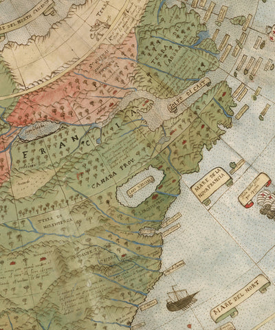 Ancient Flat Earth Map, 1587 by Monte Urbano - Large World Map Wall Chart