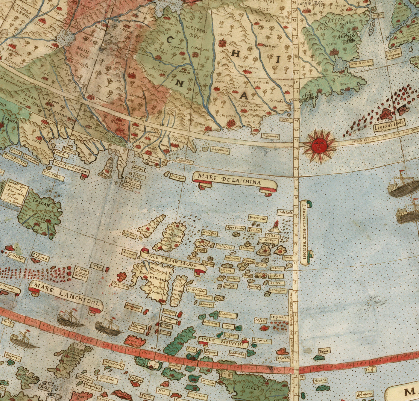 Ancient Flat Earth Map, 1587 by Monte Urbano - Large World Map Wall Chart