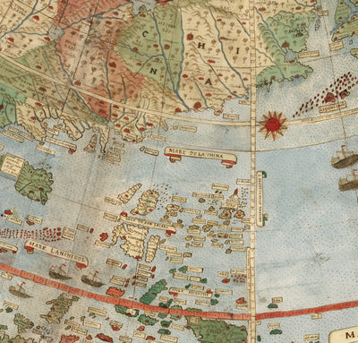 Ancient Flat Earth Map, 1587 by Monte Urbano - Large World Map Wall Chart