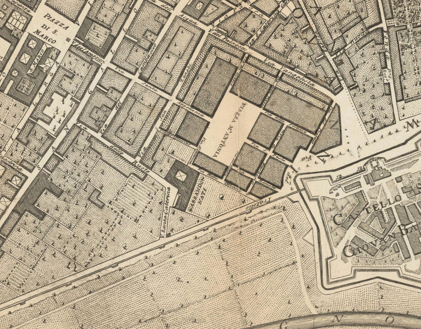 Old Map of Florence, Firenze, 1847 by Molini & Ruggieri - Uffizi, Santa Croce, Santo Spirito, Duomo, Piazzas, Palazzos, Ponte Vecchio