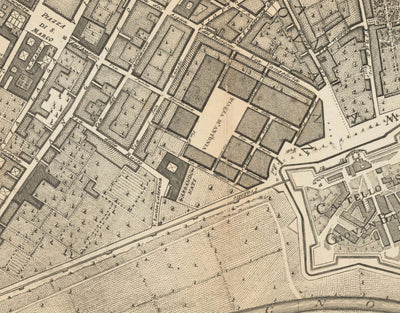 Old Map of Florence, Firenze, 1847 by Molini & Ruggieri - Uffizi, Santa Croce, Santo Spirito, Duomo, Piazzas, Palazzos, Ponte Vecchio