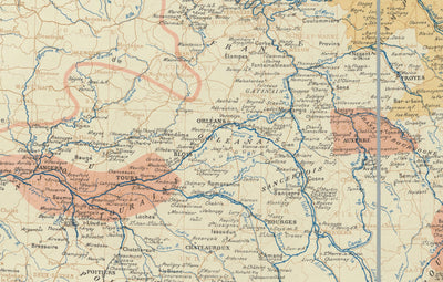 Alte Karte der französischen Weinbaugebiete, 1924 - Bordeaux, Rhône, Champagne, Burgund, Elsass, Cognac 