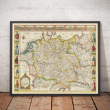 Ancienne carte de l'Allemagne de John Vitesse, 1627 - Saint Empire romain, Empire allemand - Autriche, Tchèque, Pologne, Suisse