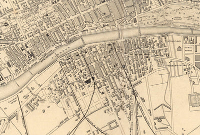 Old Map of Glasgow, 1851 by Tallis & Rapkin - River Clyde, Argyle St, Central, University