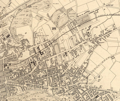 Old Map of Glasgow, 1851 by Tallis & Rapkin - River Clyde, Argyle St, Central, University