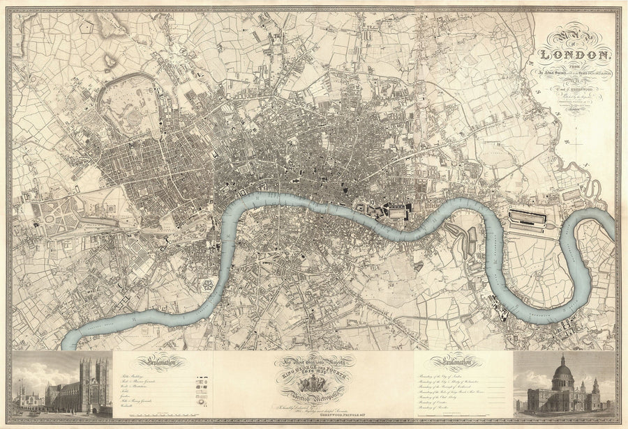 Grande Mappa Antica di Londra - 1746, 1788, 1830 o 1862. Grande mappa personalizzata fino a 4 metri (13 piedi) 