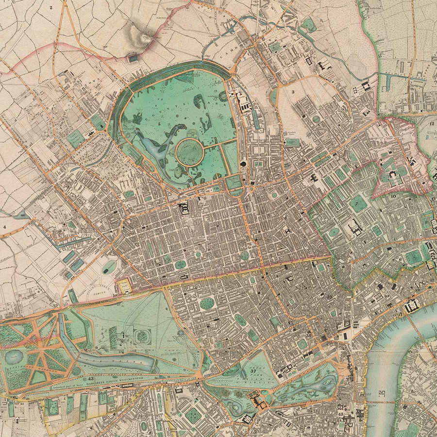 Grande Mappa Antica di Londra - 1746, 1788, 1830 o 1862. Grande mappa personalizzata fino a 4 metri (13 piedi) 