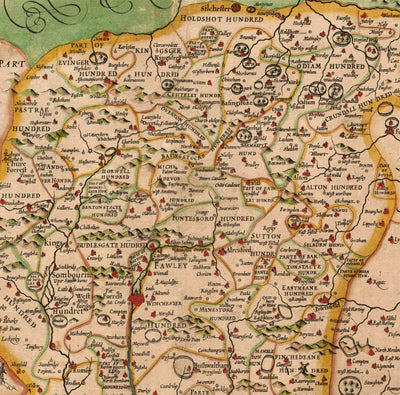 Old Map of Hampshire, 1611 by John Speed -  Winchester, Portsmouth, Southampton, Basingstoke