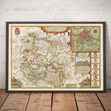 Old Map of Herefordshire 1611 by John Speed - Hereford, Leominster, Ross-on-Wye, Ledbury, Bromyard
