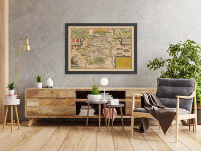 Old Map of Hertfordshire in 1611 by John Speed - Stevenage, St Albans, Watford, Hemel Hempstead
