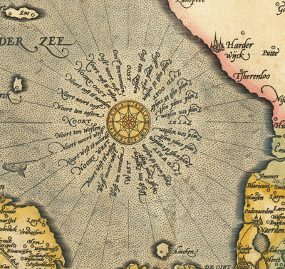 Mapa antiguo de Holanda y Utrecht, 1595 de Abraham Ortelius - Ámsterdam, Rotterdam, Hague, Utrecht