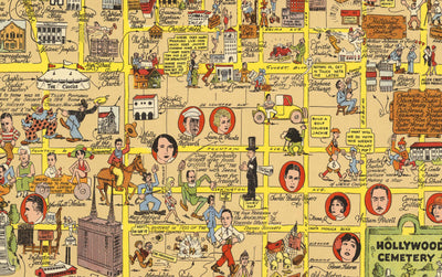 Alte Karte des goldenen Zeitalters von Hollywood, 1928 von Harrison Godwin - Charlie Chaplin, Greta Garbo, Filmstars & Studios 