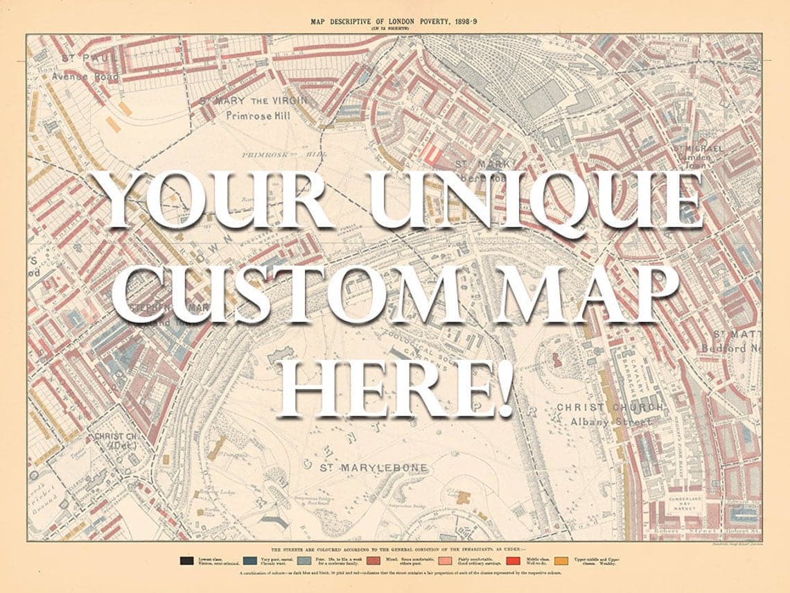 Mapa de Pobreza Personalizado de Londres por Charles Booth, 1898-9 