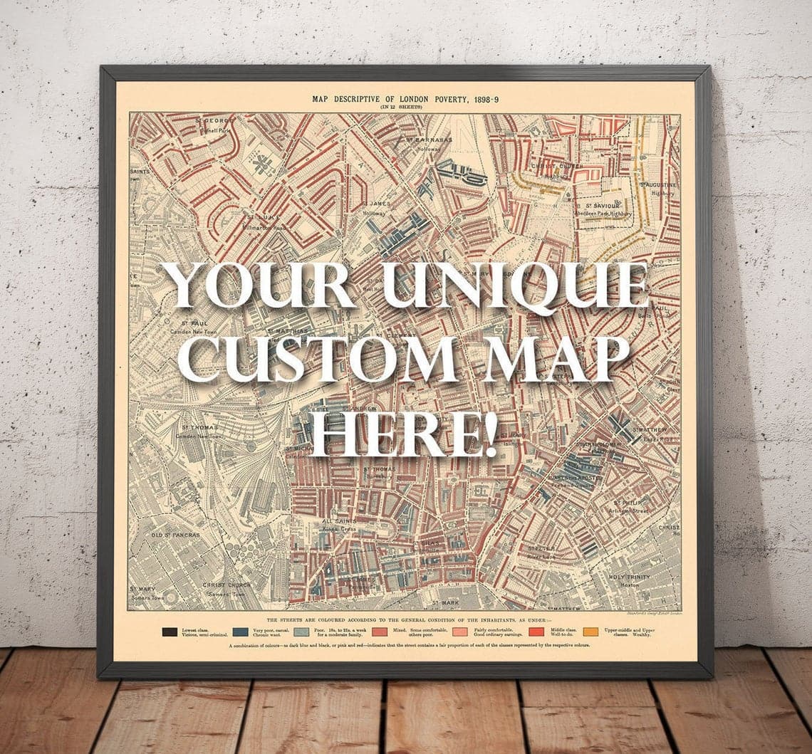 Mapa de Pobreza Personalizado de Londres por Charles Booth, 1898-9 