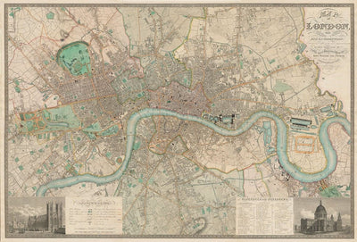 Old London Map - Antique Triptych Framed Wall Art - Greenwood 1830 or Poverty Map 1898