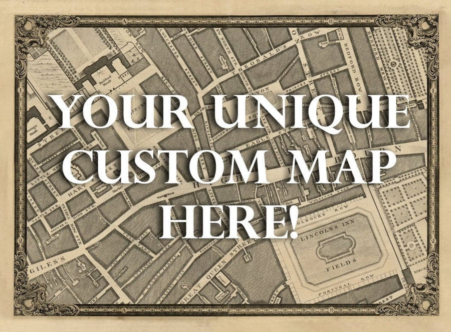 Carte ancienne personnalisée de Londres par John Rocque, 1746