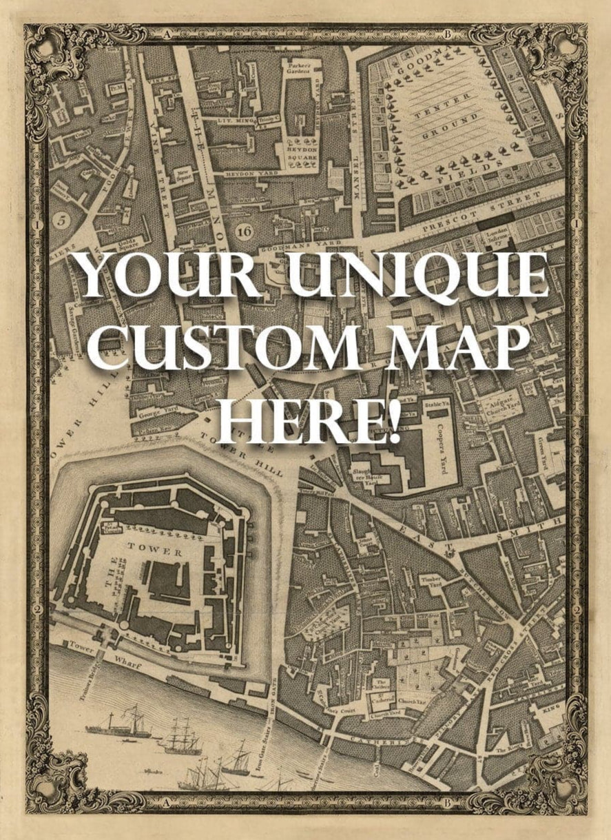 Carte ancienne personnalisée de Londres par John Rocque, 1746