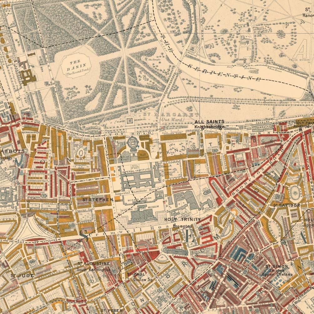 Masque de créateur avec carte historique personnalisée de Londres (Charles Booth, John Rocque, C&amp;J Greenwood)
