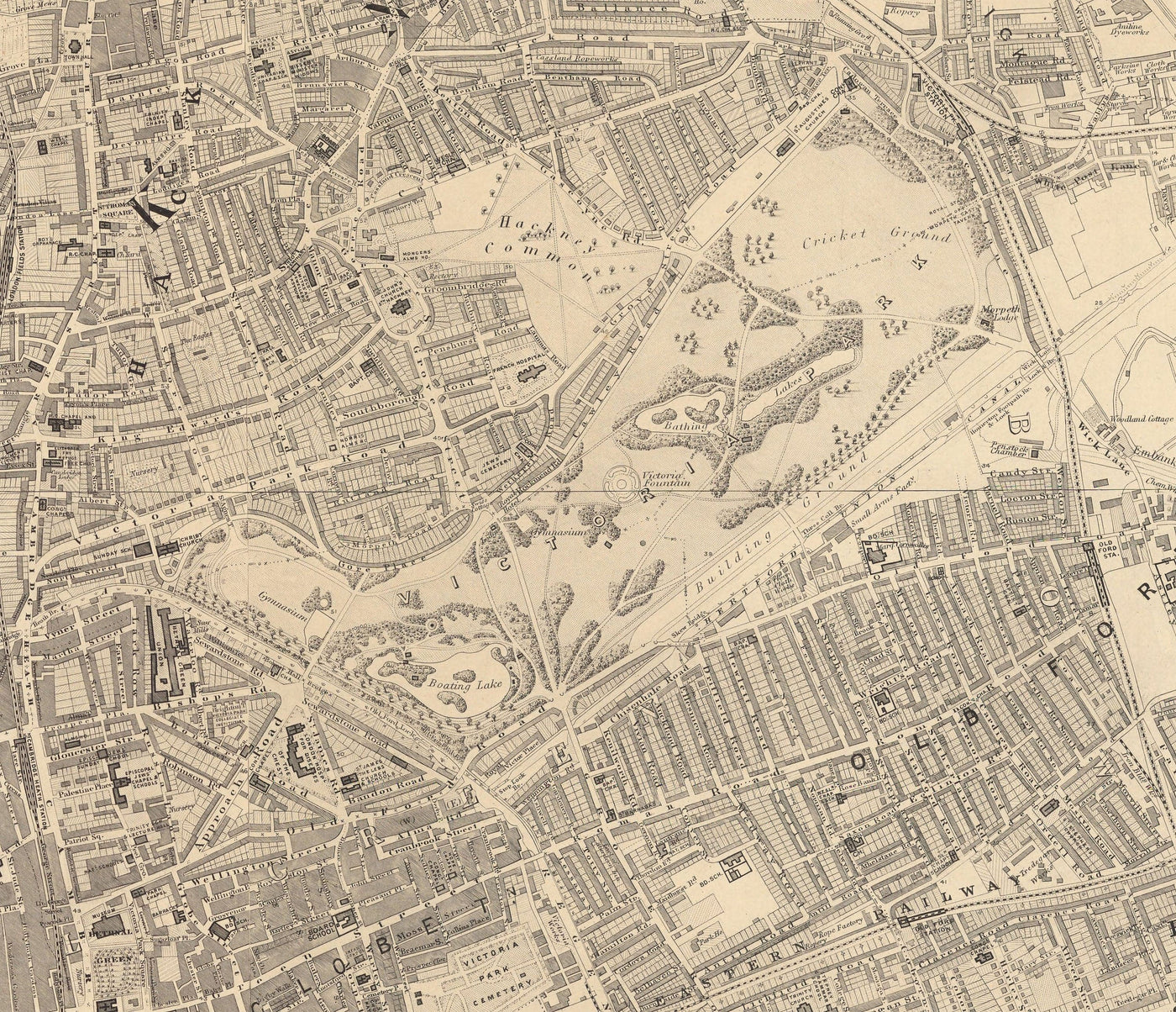 Big Old Map of London by Edward Stanford (1862, 1891) - Monochrome, Blue Thames or Handcoloured