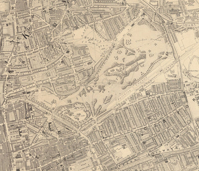 Big Old Map of London by Edward Stanford (1862, 1891) - Monochrome, Blue Thames or Handcoloured