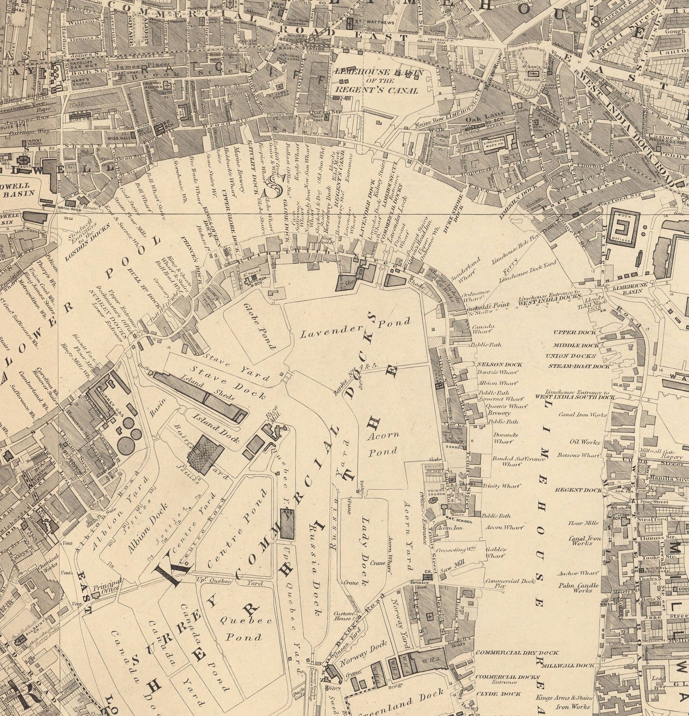 Big Old Map of London by Edward Stanford (1862, 1891) - Monochrome, Blue Thames or Handcoloured