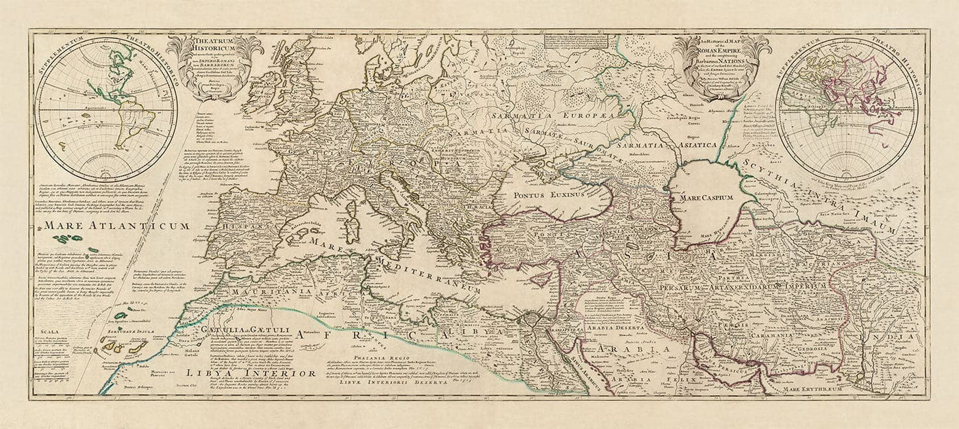 Old Roman Empire World Map From 400 AD - Giant Huge Rare Vintage Map of Byzantine