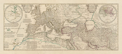 Old Roman Empire World Map From 400 AD - Giant Huge Rare Vintage Map of Byzantine
