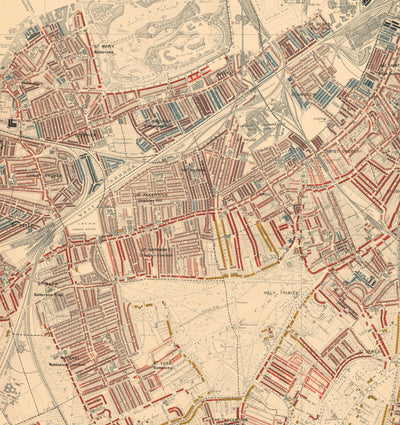 Riesige alte Armutskarte von London von Charles Booth, 1888-9 
