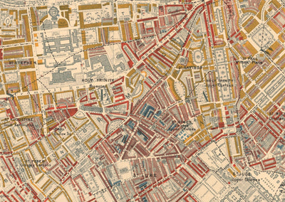 Riesige alte Armutskarte von London von Charles Booth, 1888-9 