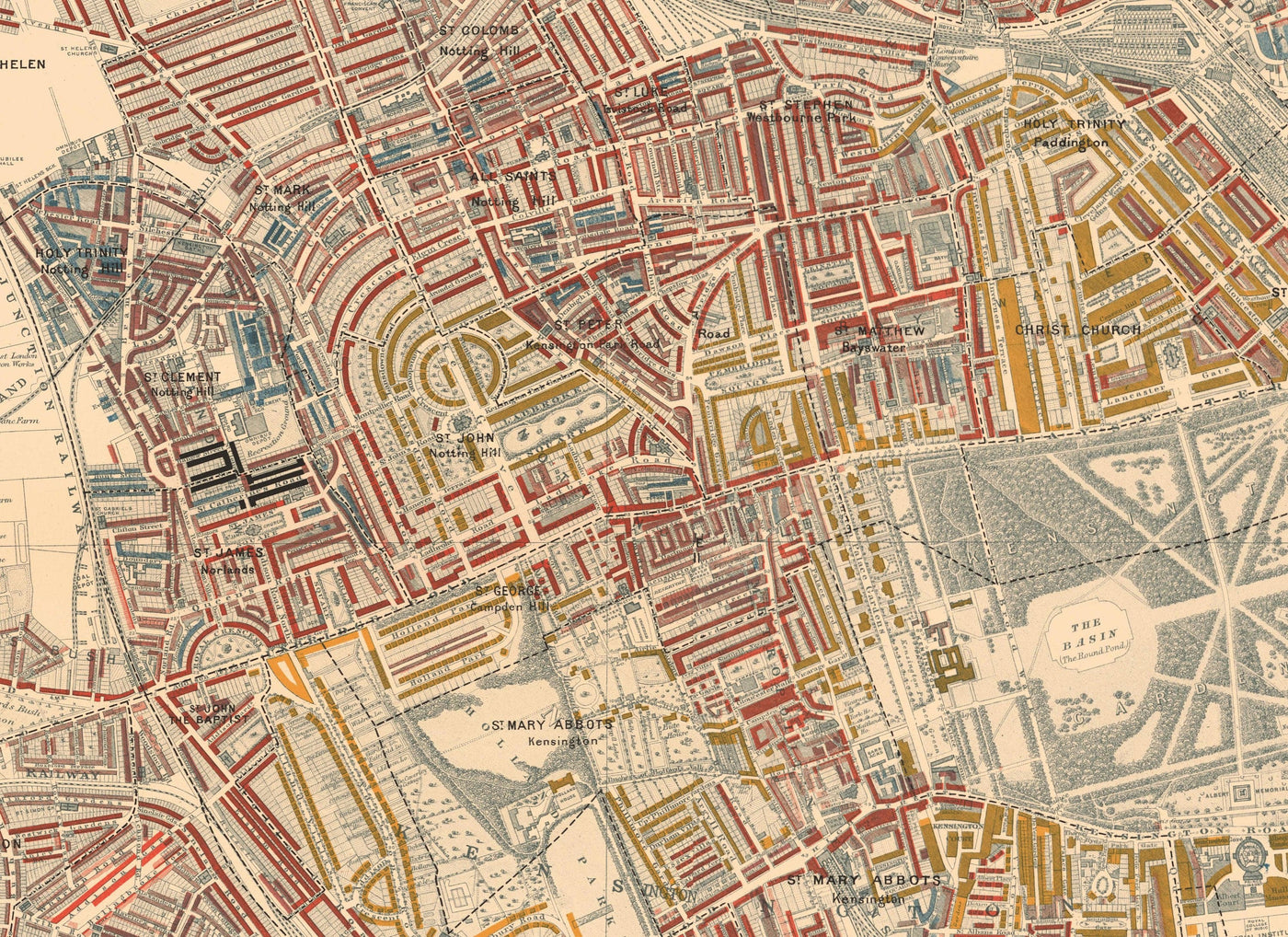Riesige alte Armutskarte von London von Charles Booth, 1888-9 