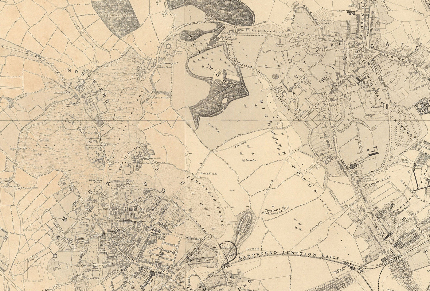 Big Old Map of London by Edward Stanford (1862, 1891) - Monochrome, Blue Thames or Handcoloured