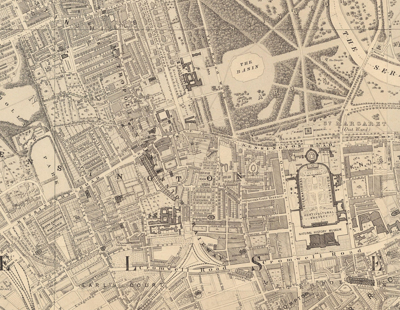 Big Old Map of London by Edward Stanford (1862, 1891) - Monochrome, Blue Thames or Handcoloured