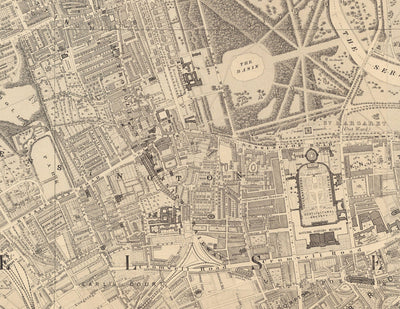 Big Old Map of London by Edward Stanford (1862, 1891) - Monochrome, Blue Thames or Handcoloured