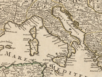 Old Roman Empire World Map From 400 AD - Giant Huge Rare Vintage Map of Byzantine