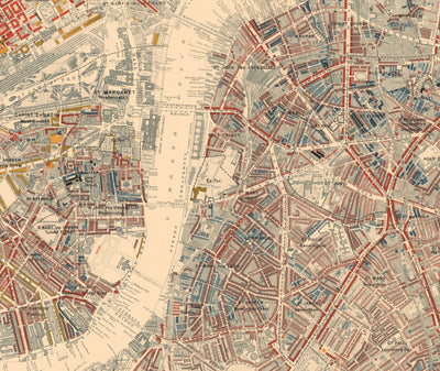 Riesige alte Armutskarte von London von Charles Booth, 1888-9 