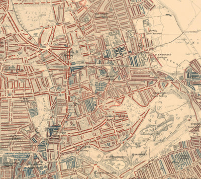 Riesige alte Armutskarte von London von Charles Booth, 1888-9 