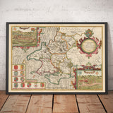Ancienne carte de Pembrokeshire Galles 1611 John Vitesse - Haverfordwest, St Davids, Garde de poisson