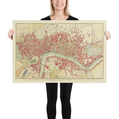 Mapa antiguo raro de Londres por Hogg, 1784 - Westminster, Ciudad de Londres, Soho, Holborn, Covent Garden 