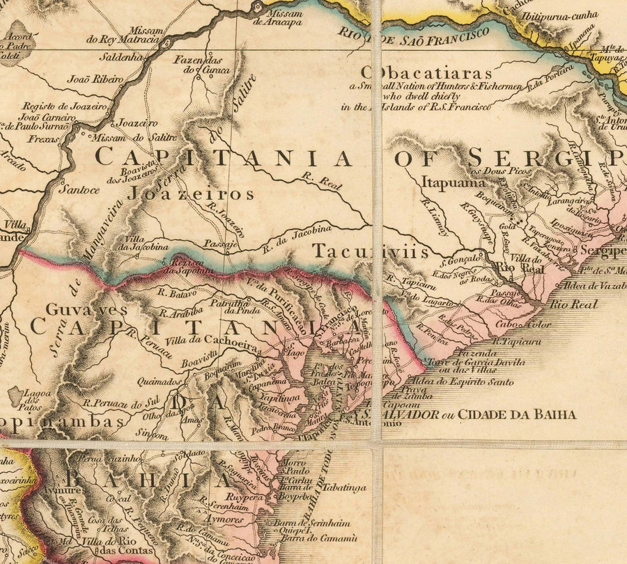 Rara mappa antica del Sud America di Faden, 1807 - Colonialismo spagnolo - Brasile, Perù, Colombia, Cile, Venezuela, Amazzonia 