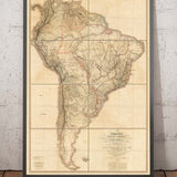 Rare ancienne carte d'Amérique du Sud de Faden, 1807 - Colonialisme espagnol - Brésil, Pérou, Colombie, Chili, Venezuela, Amazon